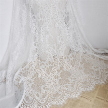 3Meters White Lace Eyelets Fabric Costume DIY Curtain Table Cloth Wedding Dress  - £25.39 GBP