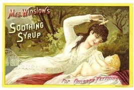 Winslow&#39;s Sothing Syrup Victorian trade card baby teething ephemera - £13.58 GBP