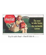 Coke advertising card vintage girl basket 6 pack ephemera - $14.00