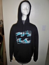 MEN&#39;S GUYS BILLABONG BLACK PULLOVER FLEECE HOODIE BLUE PLAID LOGO NEW $60 - £37.56 GBP