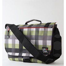 Men&#39;s Guys Yak Pak Messenger Lg School Shoulder Strap Bag Green Check New $70 - £31.96 GBP