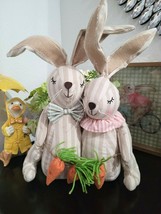 Easter Bunny Rabbit Couple Boy Girl Shelf Sitter Dolls Tabletop Home Decor 15.5&quot; - £31.51 GBP