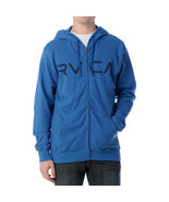 RVCA MEN&#39;S Guys fleece jacket HOODIE BLUE BIG LOGO  MENS ZIP UP NEW $65 - £36.97 GBP