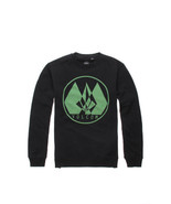 MEN&#39;S GUYS VOLCOM STONE SWEEP BLACK CREW FLEECE SWEATSHIRT GREEN STONE N... - £36.97 GBP