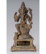 Ganesh - Antigüedad Javanés Estilo Bronce Sentado Indonesia Estatua -25cm / - $1,356.87