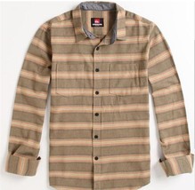Men&#39;s Guys Quiksilver Badlands Gold Stripe Flannel Woven BUTTON-UP Shirt New $49 - £29.10 GBP