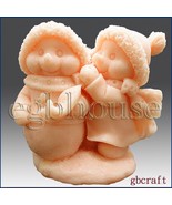 3D Silicone Soap/Candle Mold - Snowman takes care of friend (2 parts ass... - $84.08 CAD