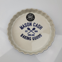 Mason Cash 9.5&quot; Varsity Flan Quiche Dish Pan Blue Cream Ceramic - $22.76