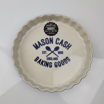 Mason Cash 9.5&quot; Varsity Flan Quiche Dish Pan Blue Cream Ceramic - £17.80 GBP