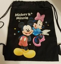  Mickey &amp; Minnie Mouse Cinch Bag/Back Tote Disney Glitter Highlights 14&quot; x 10.5&quot; - £7.96 GBP