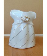 White Dress Vase w/ Gold Accent - £6.25 GBP