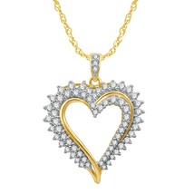 1.50CT Real Moissanita 14K Oro Amarillo Chapado Compromiso Colgante Corazón 18&quot; - £345.50 GBP