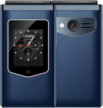 Hamtod T8 4G Us Quad-Core 2.8&quot;+1.77&quot; Dual Screen Lte Bt Sos Otg Flip Phone Blue - £70.76 GBP
