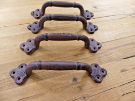 4 Rustic Cast Iron Antique Style Restore Barn Handles Gate Pull Door Han... - $26.99