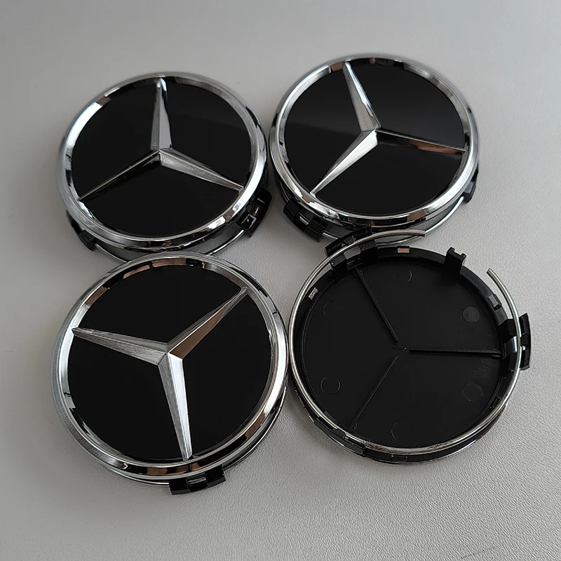 4pcs 75mm ABS Black Car Wheel Center Caps Rims Hub Caps For Mercedes Ben... - $11.99