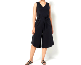 Any Body Cozy Knit Luxe V-Neck Gaucho Jumpsuit- Black , Petite Xxs - £17.54 GBP