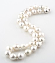 14KT White Gold Silver White South Sea Baroque Pearl Women&#39;s Necklace - £1,641.42 GBP