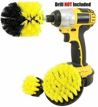 Yellow 3Pcs Drill Brush Tile Grout Power Scrubber Cleaner Spin Tub Showe... - £13.53 GBP