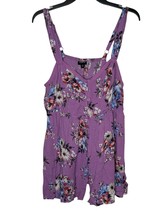 Torrid Women&#39;s Tank Top Babydoll Crepe Floral V-neck Smocked Strap Purpl... - £16.35 GBP