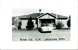 RPPC Jackson Wyoming WY - Teton County Courthouse w Car  UNP Postcard T12 - $17.77