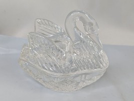 Glass Swan Trinket Nested Covered Dish 3.5 Inch - £6.98 GBP