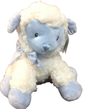 Aurora Baby Jesus Loves Me Lamb Plush Cream Blue 9&quot; Stuffed Lovie Lovey New - £15.55 GBP