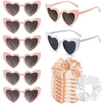 8 Pairs Heart Shaped Sunglasses And 8 Pack Satin Bridesmaid Scrunchies Bachelore - £26.85 GBP