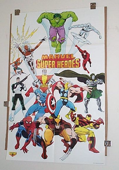 1989 Marvel poster:X-Men,Avengers,Punisher,Spiderman,Ironman,Wolverine,Thor,Hulk - £47.80 GBP