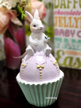 Cupcakes &amp; Cashmere Easter Bunny Rabbit Cupcake Resin Figurine Tabletop Decor 8&quot; - £26.36 GBP