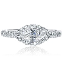 1.03 Cts Est Ouest Marquise Coupe Naturel Fiançailles Diamant Bague 14k or Blanc - £1,529.61 GBP