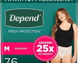Depend Fresh Protection Adult Incontinence Underwear for Women 76 Count M - £53.29 GBP