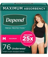 Depend Fresh Protection Adult Incontinence Underwear for Women 76 Count M - £53.91 GBP