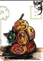 Halloween Matthew Kirscht Heavy Hangs Head 2023 Hand Colored Sketch Postcard MK - £96.18 GBP