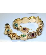 5.50 Ct multi gemstone &amp;Simulated Diamond Tennis Bracelet 14k Yellow Gol... - $373.39 CAD
