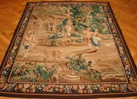 Tapestry - Country Lifestyle 5&#39; x 7&#39; Handmade Dancing - Flowered Border ... - $2,114.50