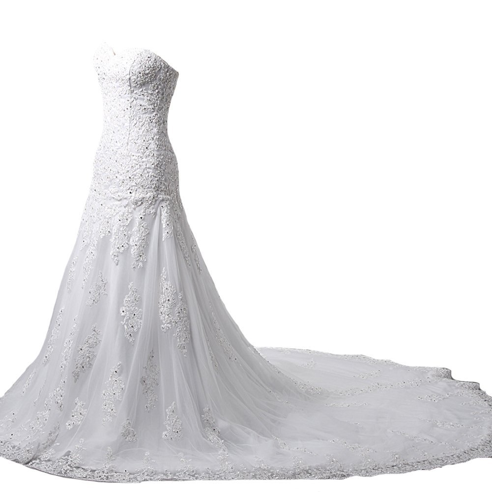 Kivary Women's White Tulle Lace Appliques Swetheart Corset Wedding Dresses US 22