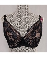 Rene Rofe Black Floral Lace Bra 36D Lightly Padded New With Tags - $19.95