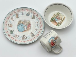 Vintage 1993 Wedgwood Peter Rabbit Salad Plate Coupe Cereal Bowl Mug Set... - $35.64