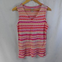 NEW Chicos Size 1 Medium Pink Wave Stripe Sweater Sleeveless Tank Womens... - $25.99