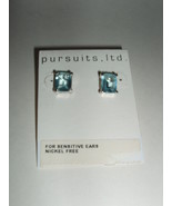 Aqua Marine Nickel Free Princess Cut Earrings by Pursuits Ltd. - £7.98 GBP