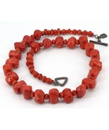 Retired Silpada Sponge Coral Beaded Necklace Sterling Silver Toggle Clas... - £47.01 GBP