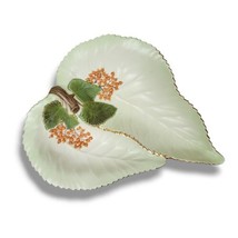 VTG Divided Nut Dish Candy Bowl Hand Painted Mid Century Currants Leaf Ceramic - £23.37 GBP