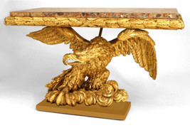 Spectacular French Empire Gilt Carved Eagle Console Table, end table, coffee tab - £41,566.51 GBP