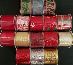 Christmas Ribbons 2 to 2.5” Wide Gloss Glitter Wire Burlap 3 Yd/Pk Select: Type - £2.38 GBP