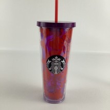 Starbucks Venti Cold Cup Tumbler 24 Ounce Screw Top Lid Straw Hibiscus 2014 - £27.51 GBP