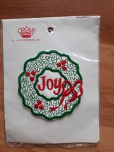 NIP Crown Originals Vintage Christmas Embroidered Patch ~ Joy Christmas ... - £3.91 GBP