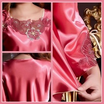Long Sleeve Red or Pink Charmuse Silk Satin PJ's 2 Peice Pants and Top Set  image 3