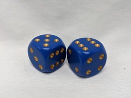 Set Of (2) Opaque 16mm W/Pips Blue/Gold D6 Dice - $25.73