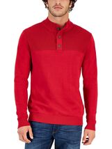 Club Room Men's Button Mock Neck Sweater Anthem Red-Medium - $19.99