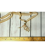 Vintage chunky white faux pearl gold tone beaded tassel tassle Necklace - £11.72 GBP